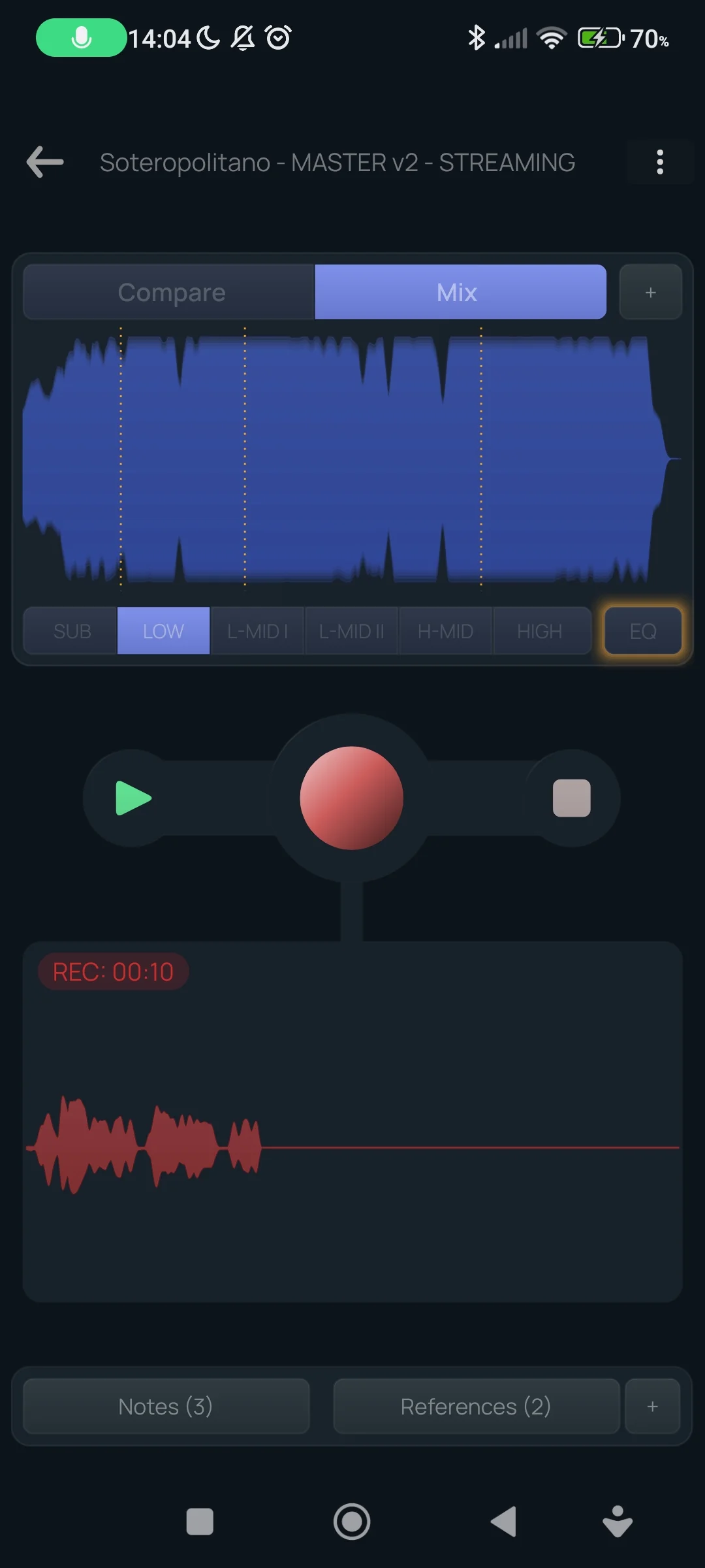 Recorded Voice notes screen